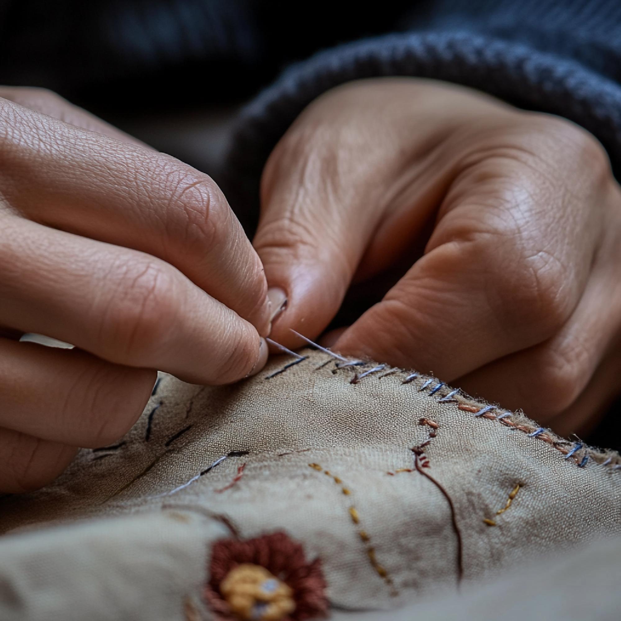 Eğitmen elinde nakış detayları
